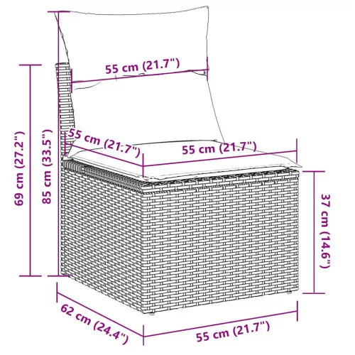  7 részes világosszürke polyrattan kerti ülőgarnitúra párnákkal