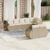  8 részes bézs polyrattan kerti ülőgarnitúra párnával