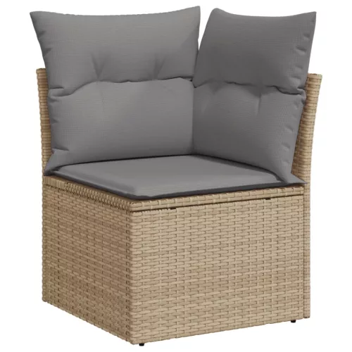  8 részes bézs polyrattan kerti ülőgarnitúra párnával