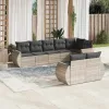 8 részes világosszürke polyrattan kerti ülőgarnitúra párnával