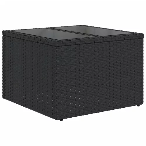 9 részes fekete polyrattan kerti ülőgarnitúra párnákkal