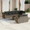  9 részes szürke polyrattan kerti ülőgarnitúra párnákkal