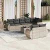  9 részes világosszürke polyrattan kerti ülőgarnitúra párnával