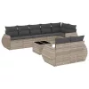  9 részes világosszürke polyrattan kerti ülőgarnitúra párnával