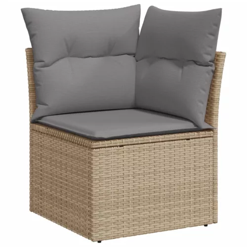  8 részes bézs polyrattan kerti ülőgarnitúra párnával