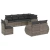  8 részes szürke polyrattan kerti ülőgarnitúra párnákkal