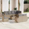  9 részes bézs polyrattan kerti ülőgarnitúra párnákkal