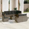  9 részes szürke polyrattan kerti ülőgarnitúra párnákkal