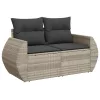  9 részes világosszürke polyrattan kerti ülőgarnitúra párnával