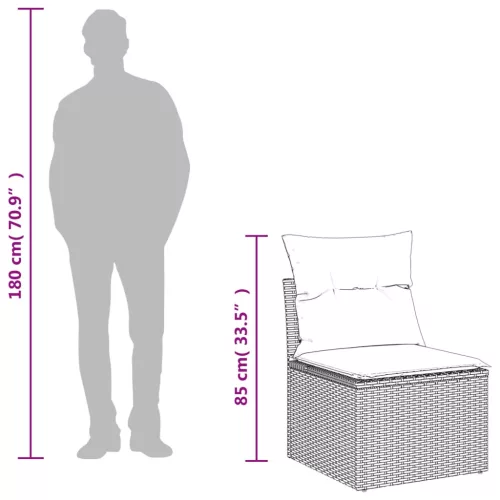  9 részes világosszürke polyrattan kerti ülőgarnitúra párnával