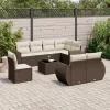  9 részes barna polyrattan kerti ülőgarnitúra párnákkal