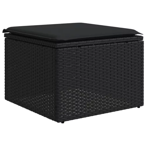  6 részes fekete polyrattan kerti ülőgarnitúra párnákkal