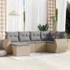  6 részes bézs polyrattan kerti ülőgarnitúra párnával