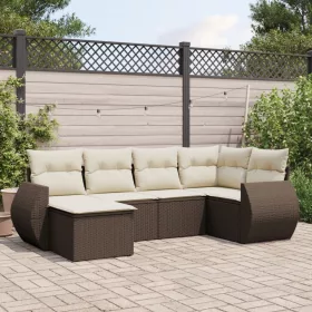  6 részes barna polyrattan kerti ülőgarnitúra párnával