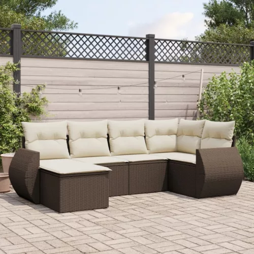  6 részes barna polyrattan kerti ülőgarnitúra párnával