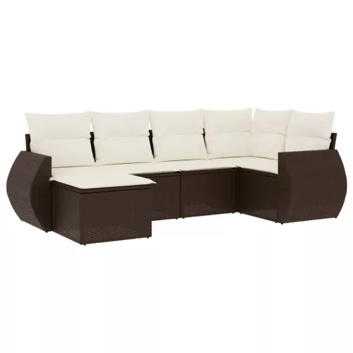  6 részes barna polyrattan kerti ülőgarnitúra párnával