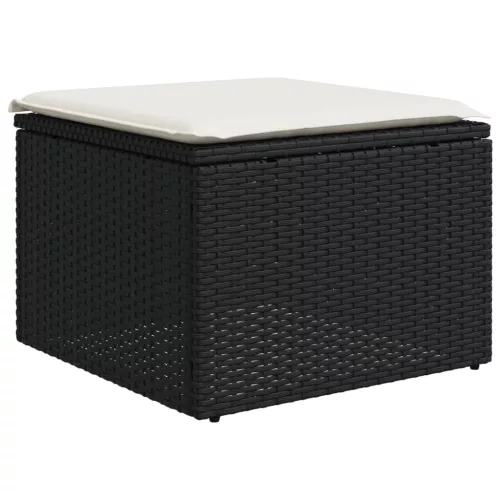  7 részes fekete polyrattan kerti ülőgarnitúra párnával