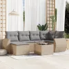  7 részes bézs polyrattan kerti ülőgarnitúra párnákkal