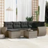  7 részes szürke polyrattan kerti ülőgarnitúra párnákkal