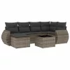  7 részes szürke polyrattan kerti ülőgarnitúra párnákkal
