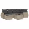  7 részes világosszürke polyrattan kerti ülőgarnitúra párnákkal