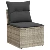  7 részes világosszürke polyrattan kerti ülőgarnitúra párnákkal