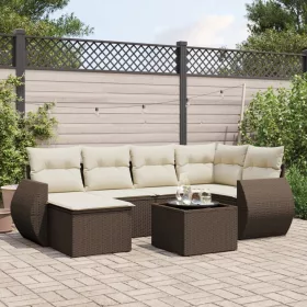    7 részes barna polyrattan kerti ülőgarnitúra párnákkal