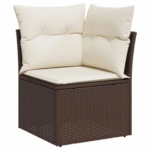  7 részes barna polyrattan kerti ülőgarnitúra párnákkal