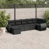  7 részes fekete polyrattan kerti ülőgarnitúra párnával