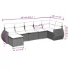  7 részes fekete polyrattan kerti ülőgarnitúra párnával