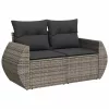  7 részes világosszürke polyrattan kerti ülőgarnitúra párnákkal