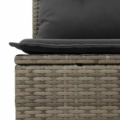  7 részes világosszürke polyrattan kerti ülőgarnitúra párnákkal
