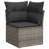  7 részes világosszürke polyrattan kerti ülőgarnitúra párnákkal