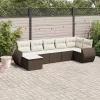  7 részes barna polyrattan kerti ülőgarnitúra párnákkal