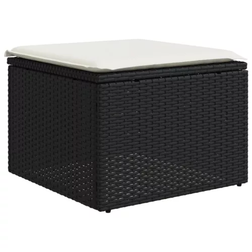  8 részes fekete polyrattan kerti ülőgarnitúra párnákkal