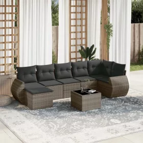    8 részes szürke polyrattan kerti ülőgarnitúra párnákkal