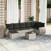  8 részes világosszürke polyrattan kerti ülőgarnitúra párnával