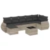  8 részes világosszürke polyrattan kerti ülőgarnitúra párnával