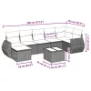  8 részes világosszürke polyrattan kerti ülőgarnitúra párnával
