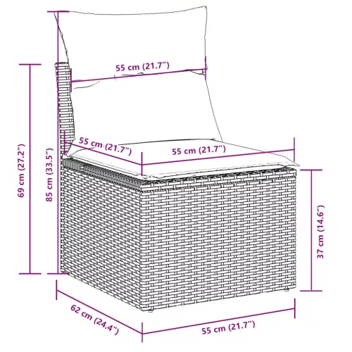  8 részes világosszürke polyrattan kerti ülőgarnitúra párnával
