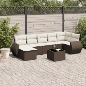    8 részes barna polyrattan kerti ülőgarnitúra párnákkal