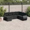  7 részes fekete polyrattan kerti ülőgarnitúra párnával