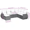  7 részes fekete polyrattan kerti ülőgarnitúra párnával