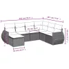  7 részes fekete polyrattan kerti ülőgarnitúra párnával
