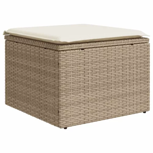  7 részes bézs polyrattan kerti ülőgarnitúra párnákkal