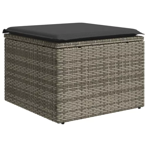  7 részes szürke polyrattan kerti ülőgarnitúra párnákkal