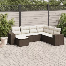    7 részes barna polyrattan kerti ülőgarnitúra párnákkal
