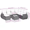  8 részes fekete polyrattan kerti ülőgarnitúra párnákkal