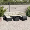  8 részes fekete polyrattan kerti ülőgarnitúra párnákkal