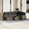  8 részes szürke polyrattan kerti ülőgarnitúra párnákkal